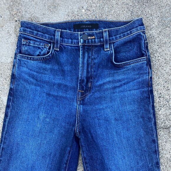 J Brand Julia High Rise Cropped Flare Raw Hem Medium Wash Jeans in Romance Sz 25 - Picture 3 of 15